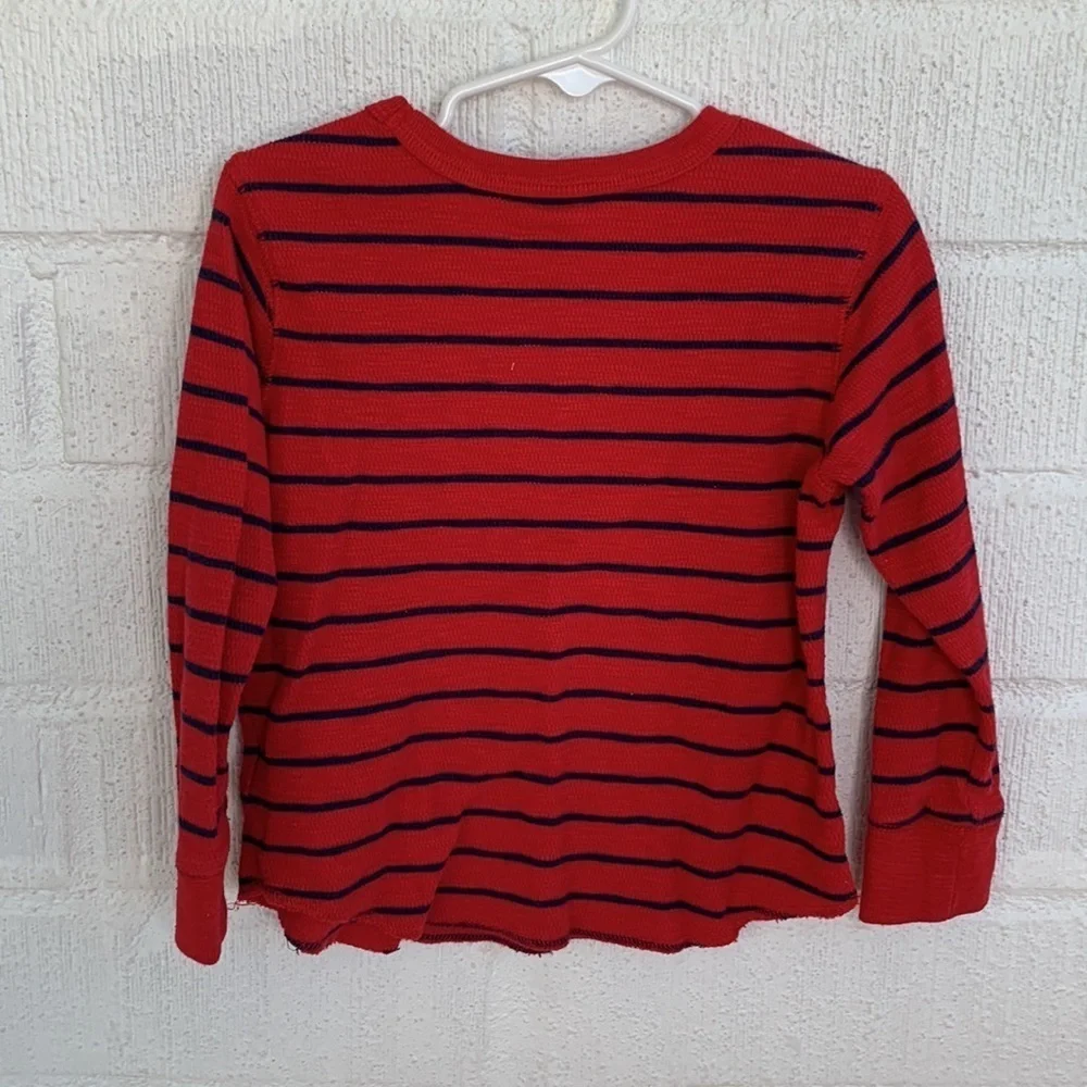 Gap Baby Red Blue Striped Thermal Long Sleeve Shirt sz 4